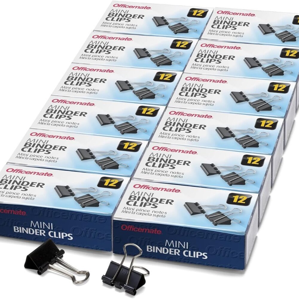 Mini Binder Clips, Black, 99010, 12 Count Pack of 12